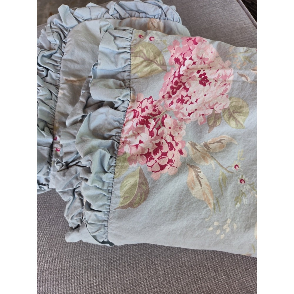 Simply Shabby Chic hydrangea King 2-Pillow Shams Blue Pink Ruffled Cottage Core